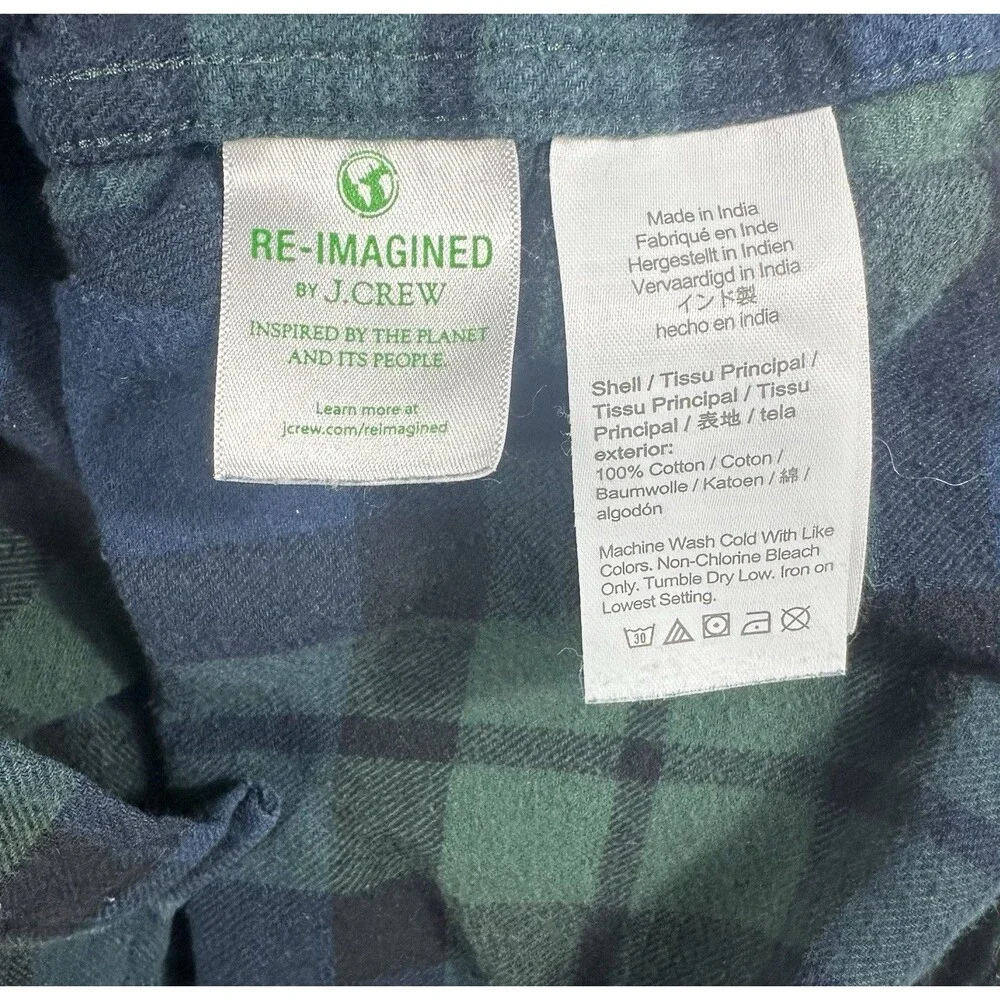 J.Crew Flannel Shirt Mens Large Plaid Slim Fit Cotton Long Sleeve Button Down